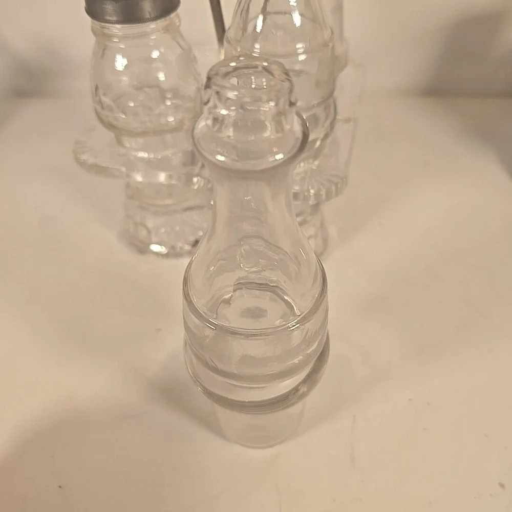 Salt & Pepper Shakers by Elson Glass Co Clear Blown Molded Caster Set 1800s Read